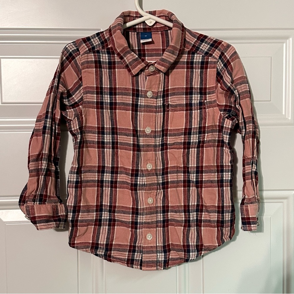 Old Navy Kids Pink Plaid Button Up Shirt 4T